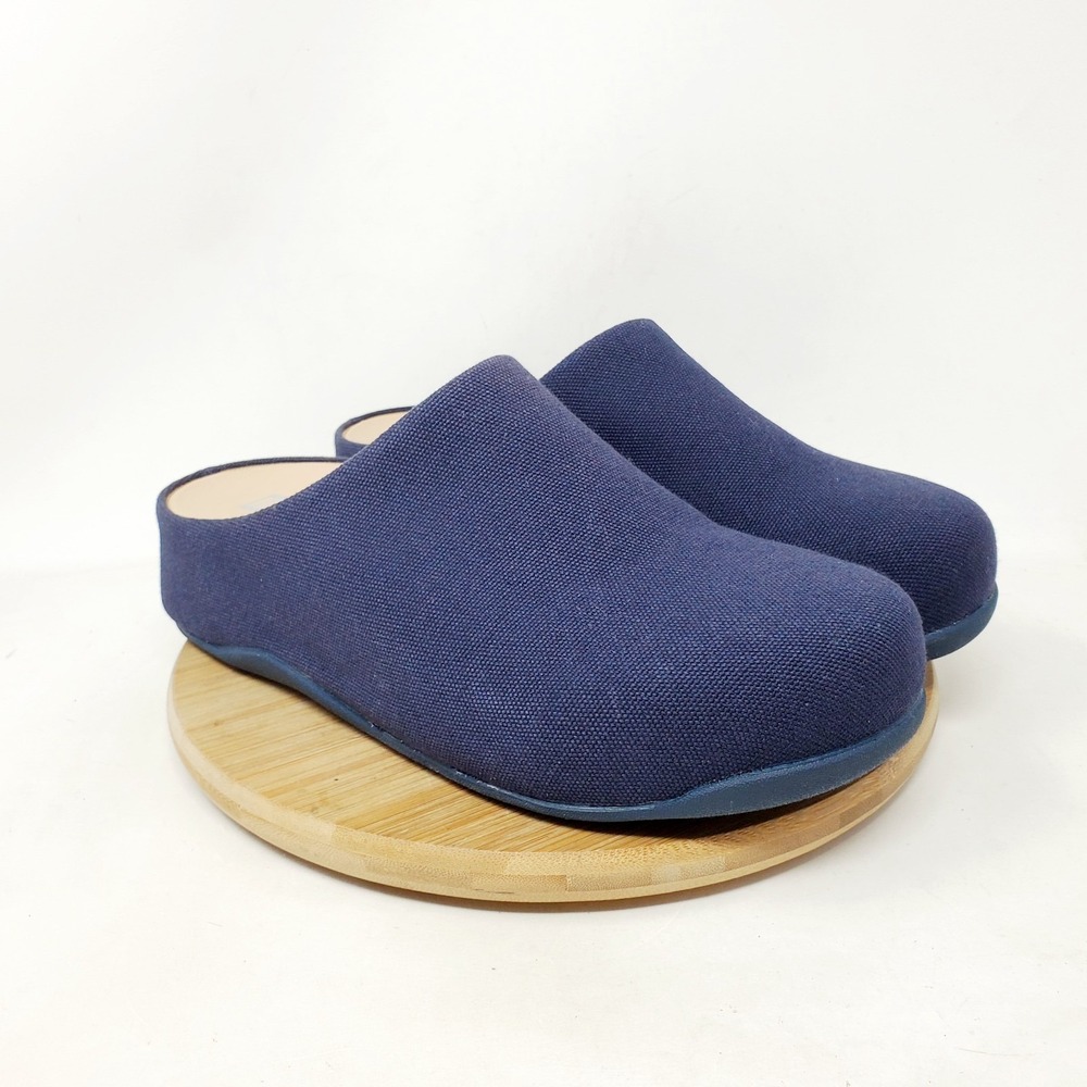 Fit Flop Shuv Clogs Womens 8 Blue Canvas Slip On Platform Shoes - Picture 5 of 15